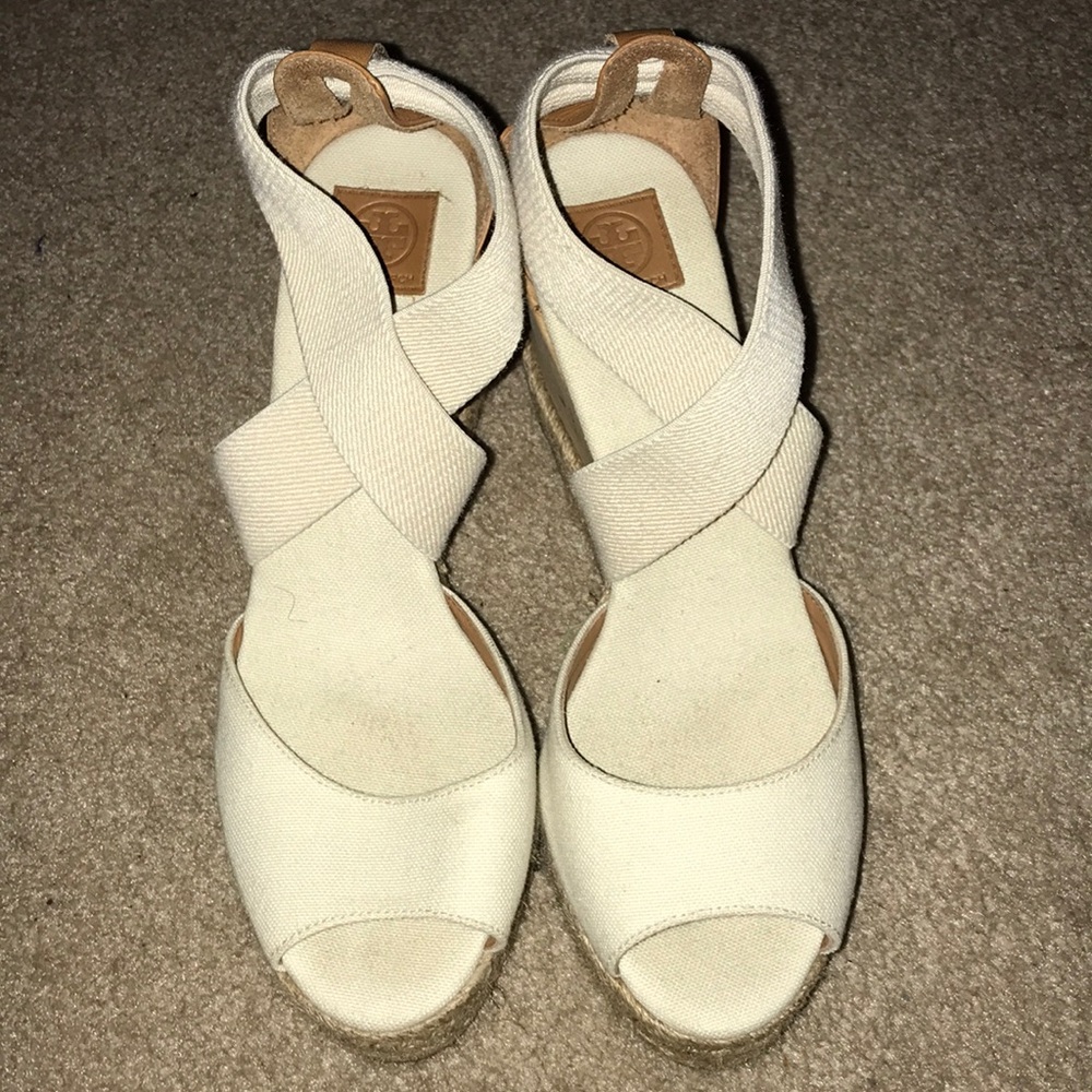Cream Tory Burch Adonis wedges